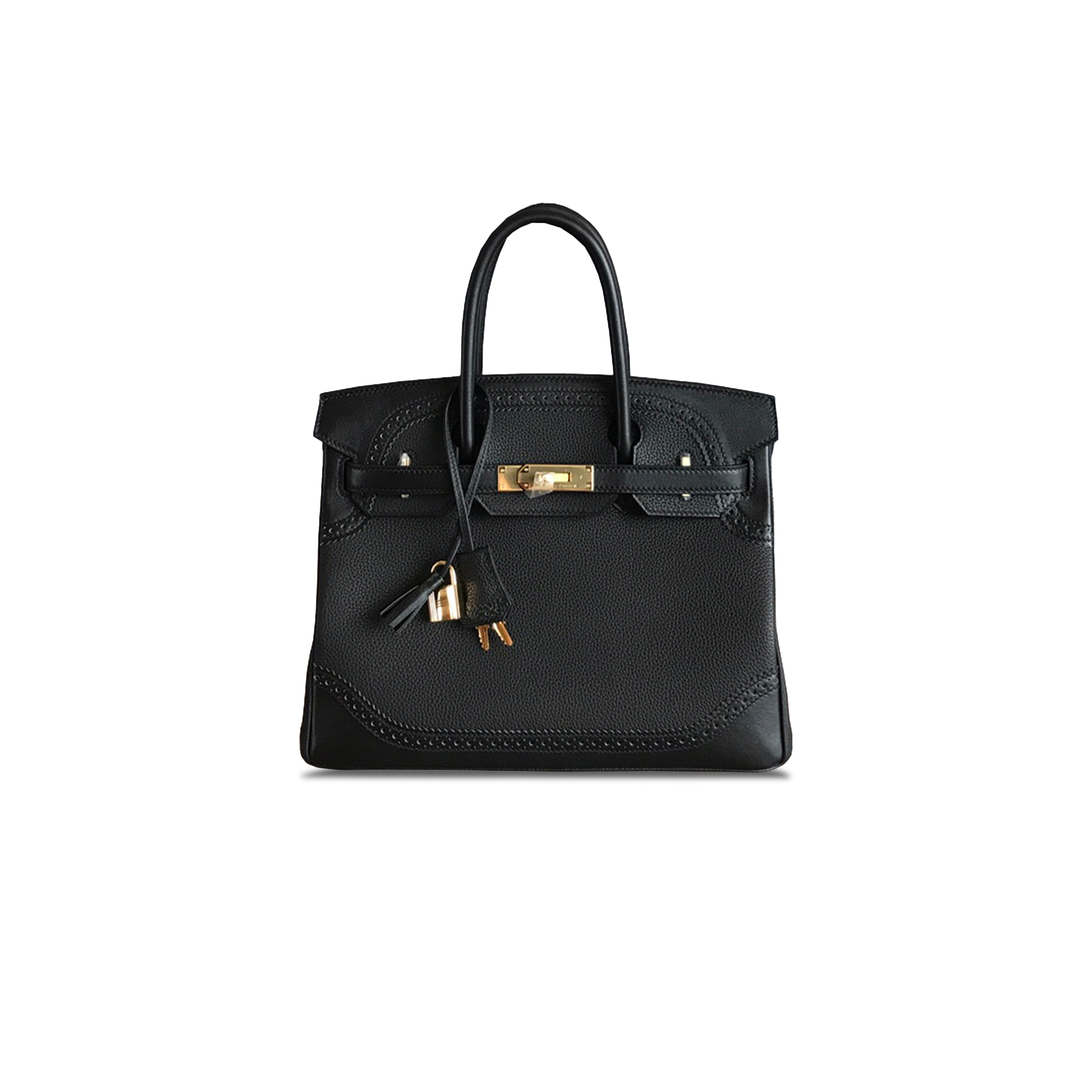 H**mes master birkin 30 swift and togo lace series black bag gold buckle h082653ck62 (30*22*15cm)